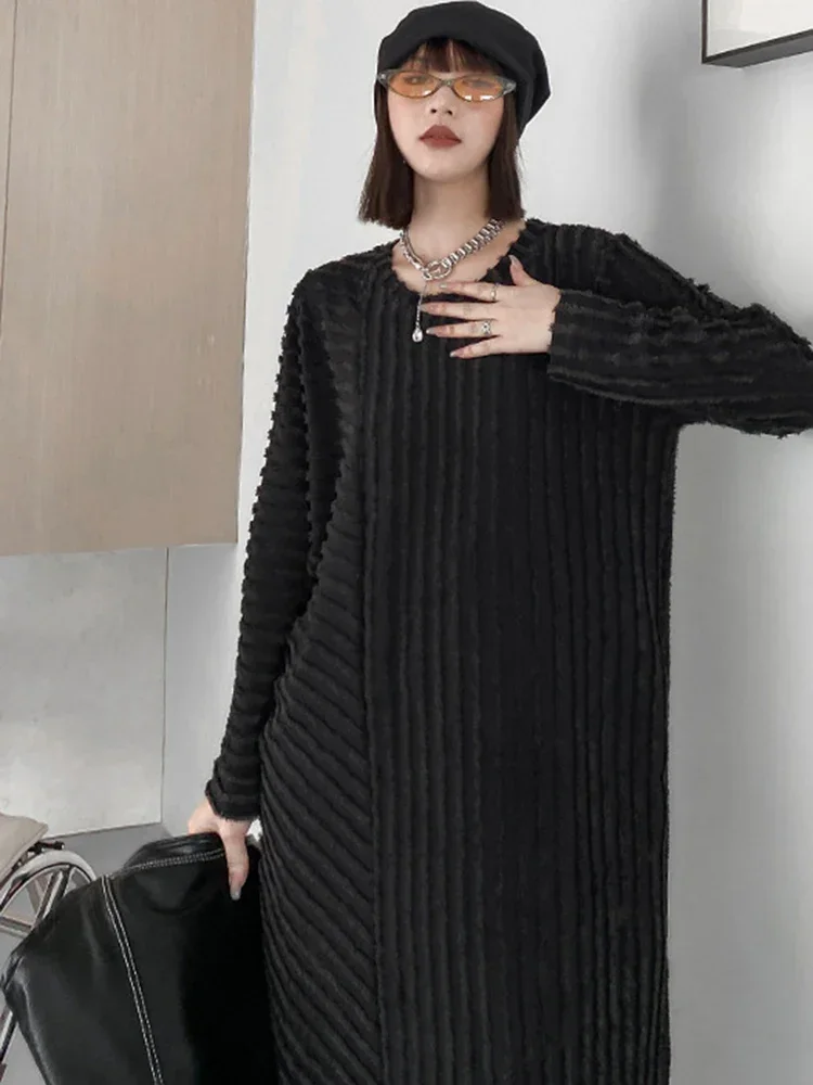 XITAO O-neck Full Sleeve Knit Dress Loose Appear Thin Simplicity Temperament Vintage Spring Women New Pullover Dress DMJ2744