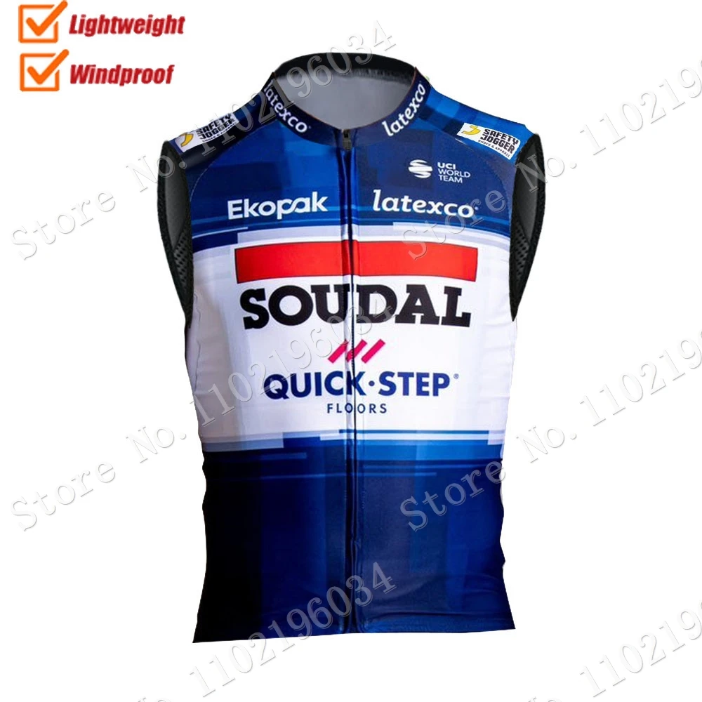 Gilet a vento Soudal Quick Step Team Dark Blue 2023 belgio antivento leggero Race Road Cycling Jersey Gilet senza maniche MTB