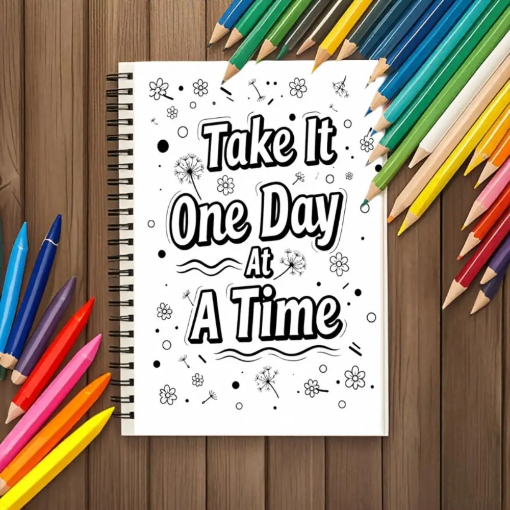 Cheerful Mental Health Coloring Book A4 Size Spiral Bound Inspirational Coloring Book Relaxation Motivational Quotes