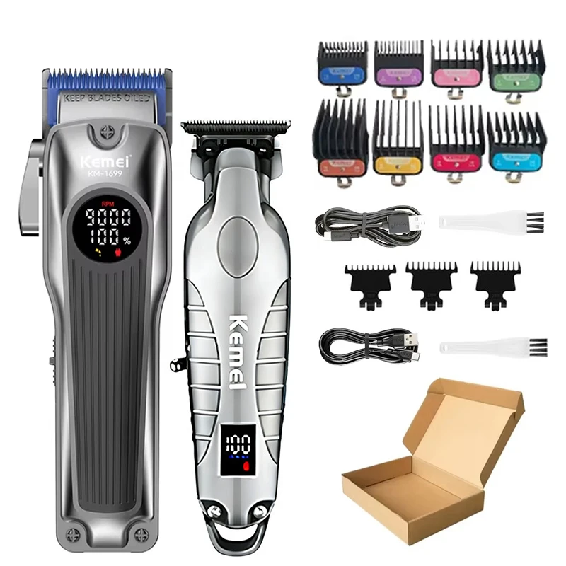 Kemei Oplaadbare Elektrische Haarklipper Professionele Haartrimmer Draadloze Haarknipmachine Voor Mannen KM-1699 KM-2293 Set