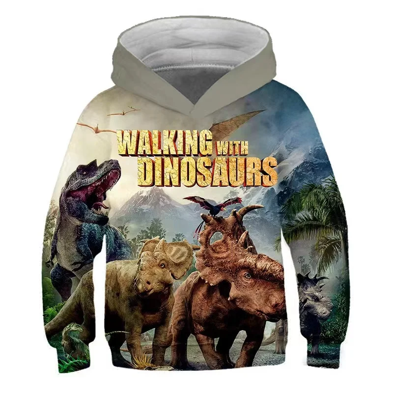 Jurassic World Dominion Hoodies Boys Girls Sweatshirts Cartoon Tees Child Tops Dinosaur Clothing 3D Harajuku Clothes Long Sleeve