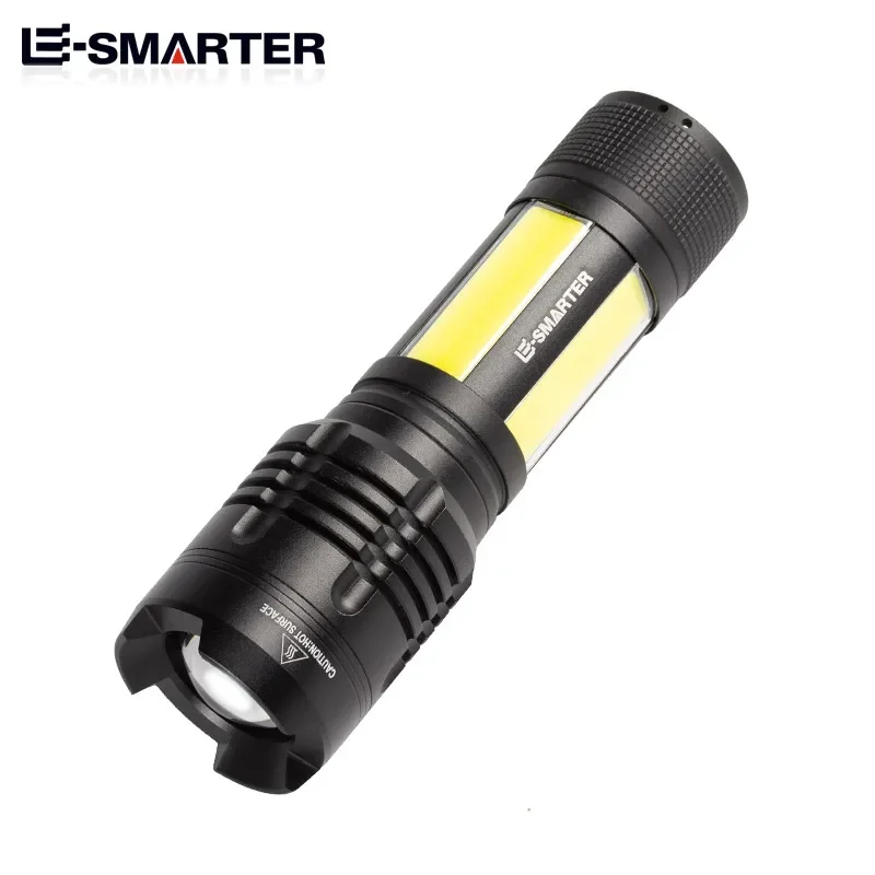 XHP70 High Light Flashlight USB Charging Telescopic with Steel Ring LED Outdoor COB Lighting