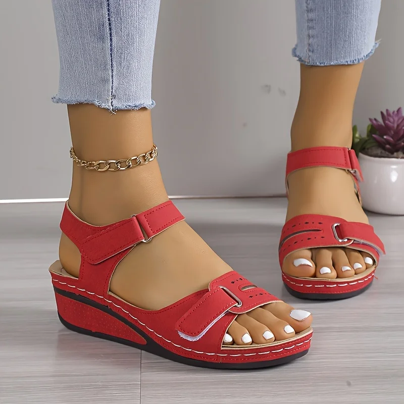 Women Sandals Wedges Heels Sandals Summer Shoes Women Soft Bottom Elegant Woman Heeled Shoes Low Platform Sandals Heel Female