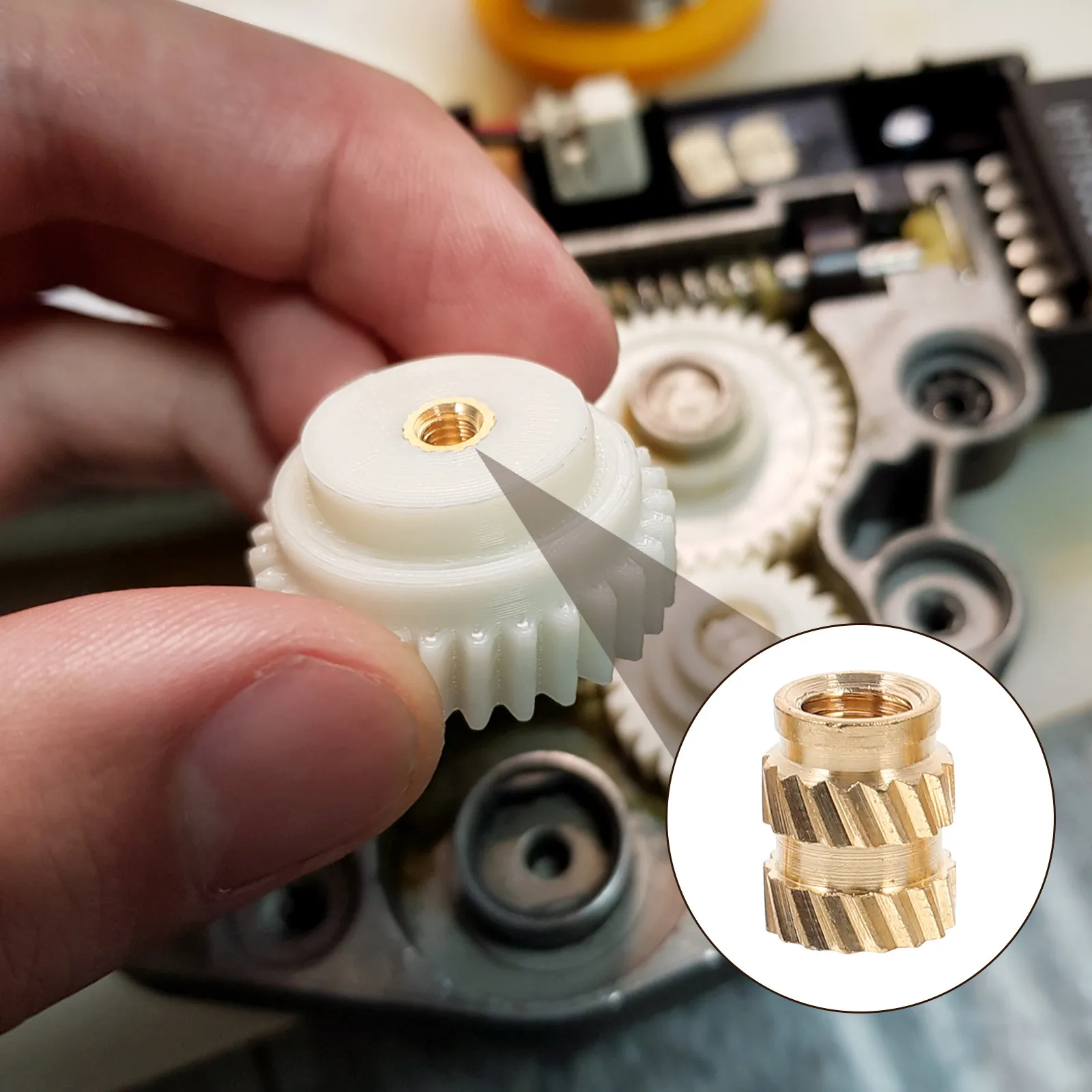 

100Pcs Embossed Brass Heat Embedment Nut M3 Knurled Threaded Insert for 3D Printer Plastic Parts Injection Molding Wood Repair