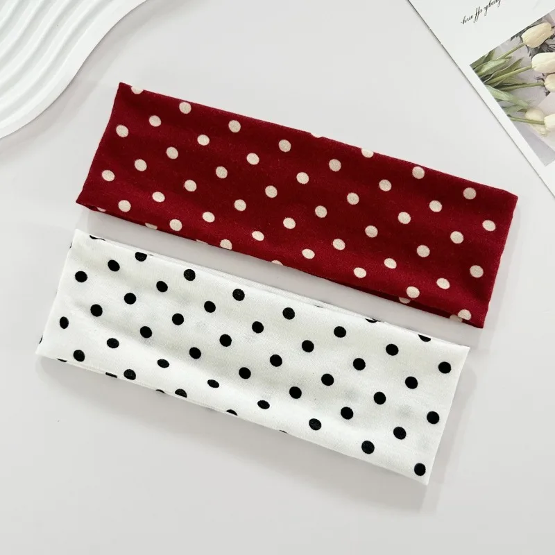 1 Stück Baumwoll-Polka-Dot-Yoga-Stirnband mit Punktmuster, Make-up-Stirnband, Sport-Fitness-Schweißabsorbierendes Haarband, Haarschmuck – Detail 7