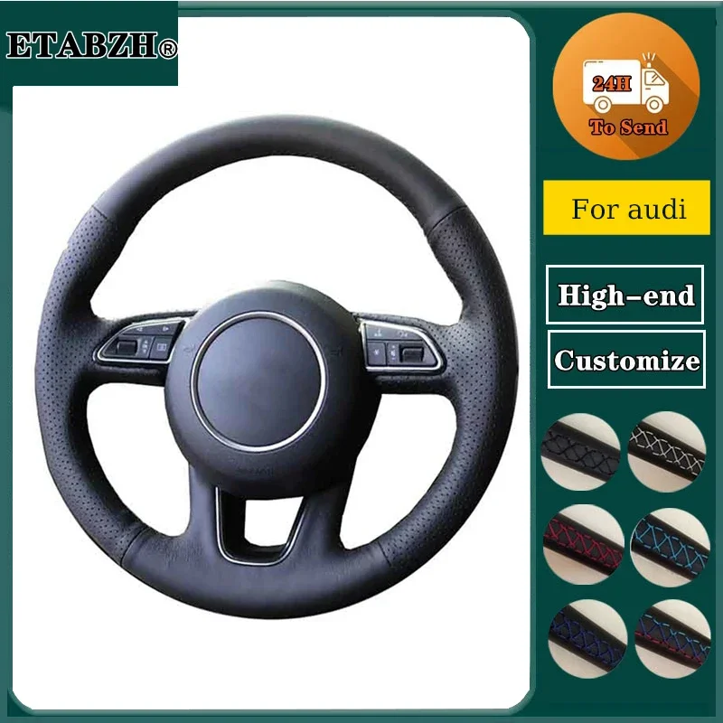

Braid Hand Sewing Customize Microfiber Leather Anti-slip Car Steering Wheel Cover For Audi Q3 Q5 2013 2014 2015 Car Accessories