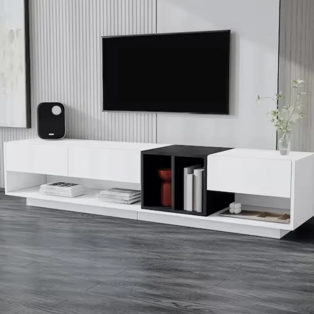 

TV Stand Fits TV's up to 80 in. with Versatile Compartments, Storage 3-Drawer;This TV stand is the perfect addition to your room