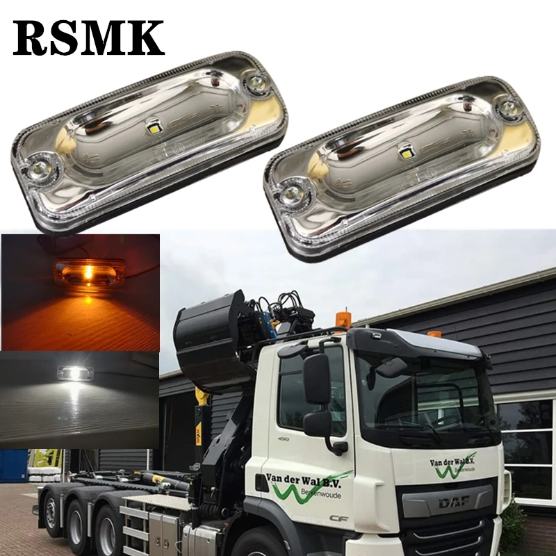 2Pcs LED White Lights For DAF DAF truck XF95 XF105 XF106 XF530 CF85 sunvisor Lights 1328868/1456470  DAF sunvisor Light Emark