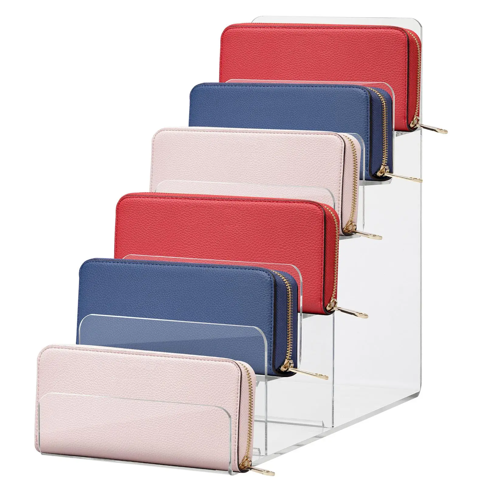 Multi Tier Acrylic Wallet Holder Transparent Purse Rack Stand Bag Display Shelf Jewelry Packaging Display Storage