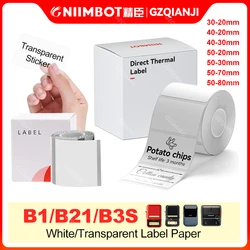 Korean White Transparents Label Paper Rolls Sticker Thermal Self-adhesive Papers for Niimbot B1 B21 B203  B3S Printer Printing