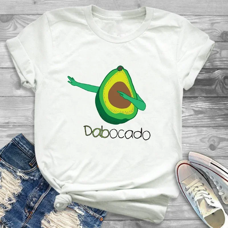 Fashion Women Avocado Short Sleeve O-neck Casual Cartoon Fruit  Womens Female Graphic T Shirt T-Shirt Tee Shirt Tees T-shirts