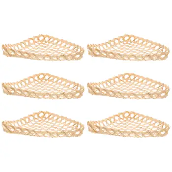 6 ks trojúhelníkových bambusových košíků, multifunkční úložný prostor na jídlo, svačiny, ovoce, domácí použití, tkaný lehký obal 8 nejlepší prodej trojúhelníkové úložné koše - №3