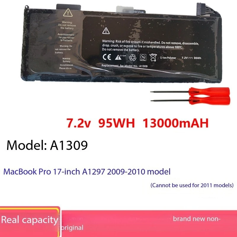 High Capacity Replacement Laptop Battery Compatible For Apple MacBook Pro 17-inch A1297 2009-2010 A1309