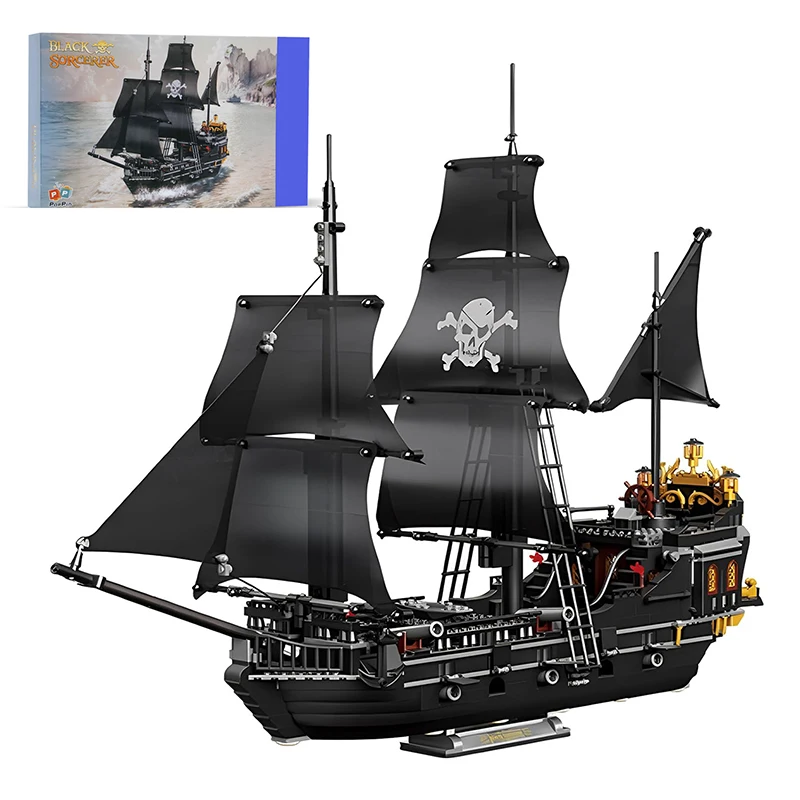 

1366PCS Creative Black Pirate Ship Building Blocks With Figures Corsair Assemble Bricks Toys Gift For Children Kids