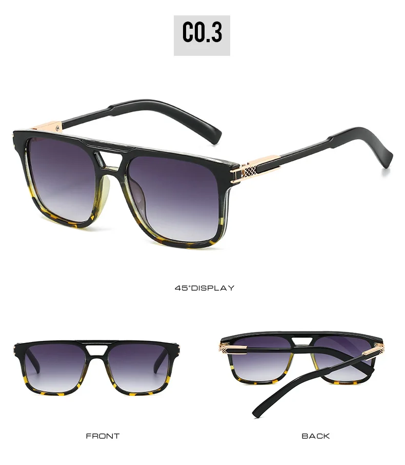 2025 neue Doppelstrahl-Quadrat-Sonnenbrille, Markendesigner, Gitter, Mode, Fahren, Reisen, Urlaub, Sonnenschutz, Brille, Oculos – Detail 9