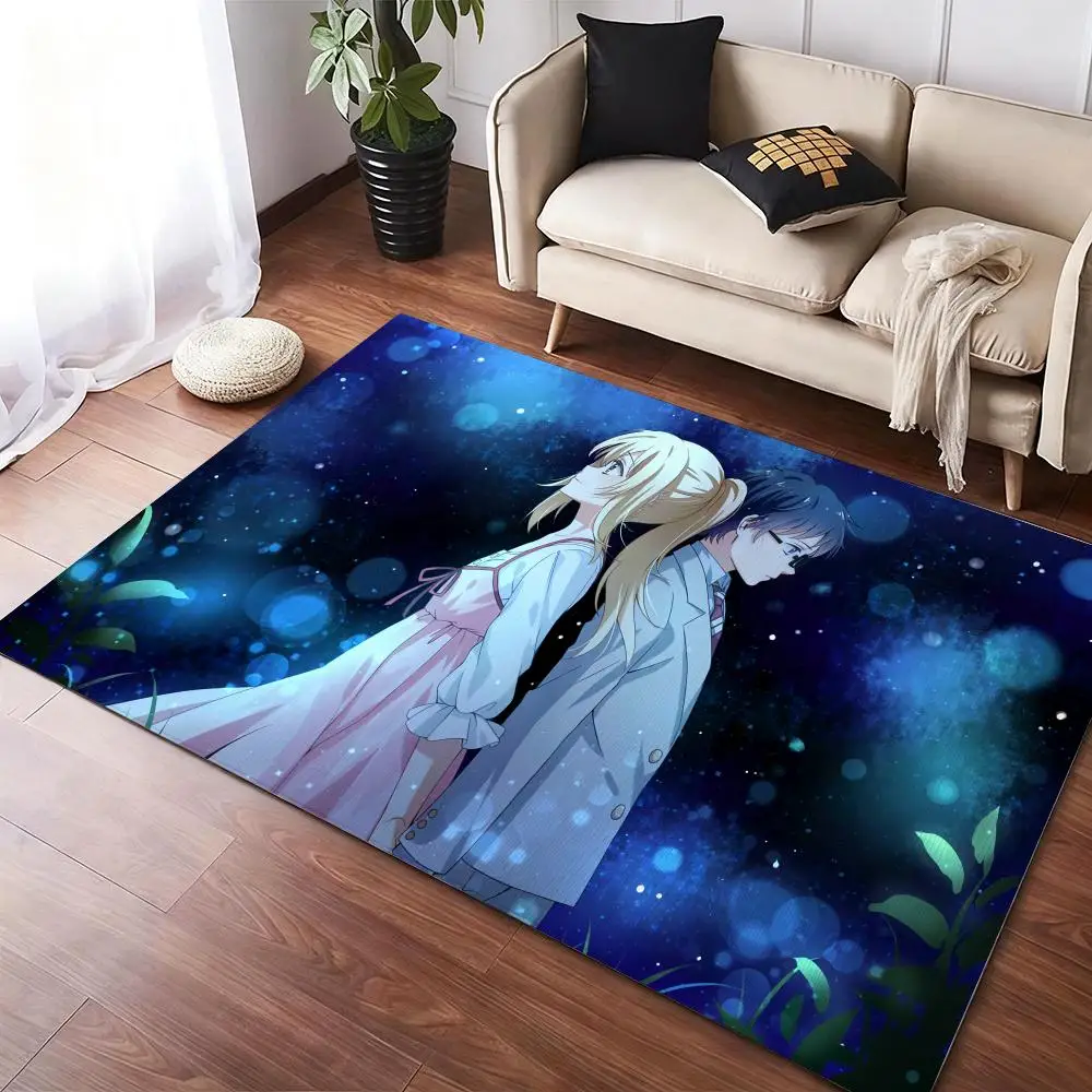 

Y-Your Lie in Aprils anime Floor Mat Soft Thickened Non-Slip Door Mat for Living Room Home Decor Flannel Rugs