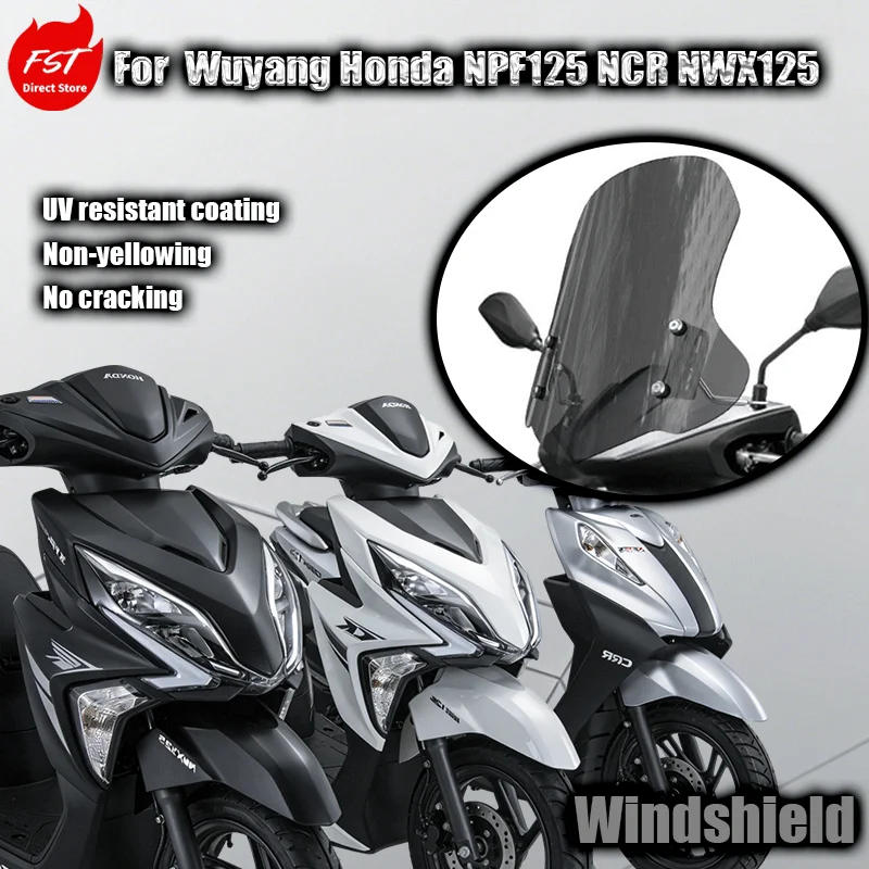 

For Wuyang-Honda NPF125 front windshield NCR modification transparent heightened windshield NWX125 rain shield accessories