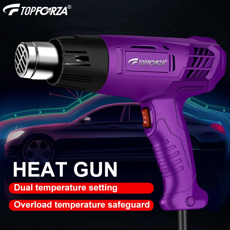 Mini Industrial Heat Gun, 1200W Dual Temperature Adjustable 300°C/600°C Hot Air Blower with 4 Nozzles for Shrink Wrap & Repair