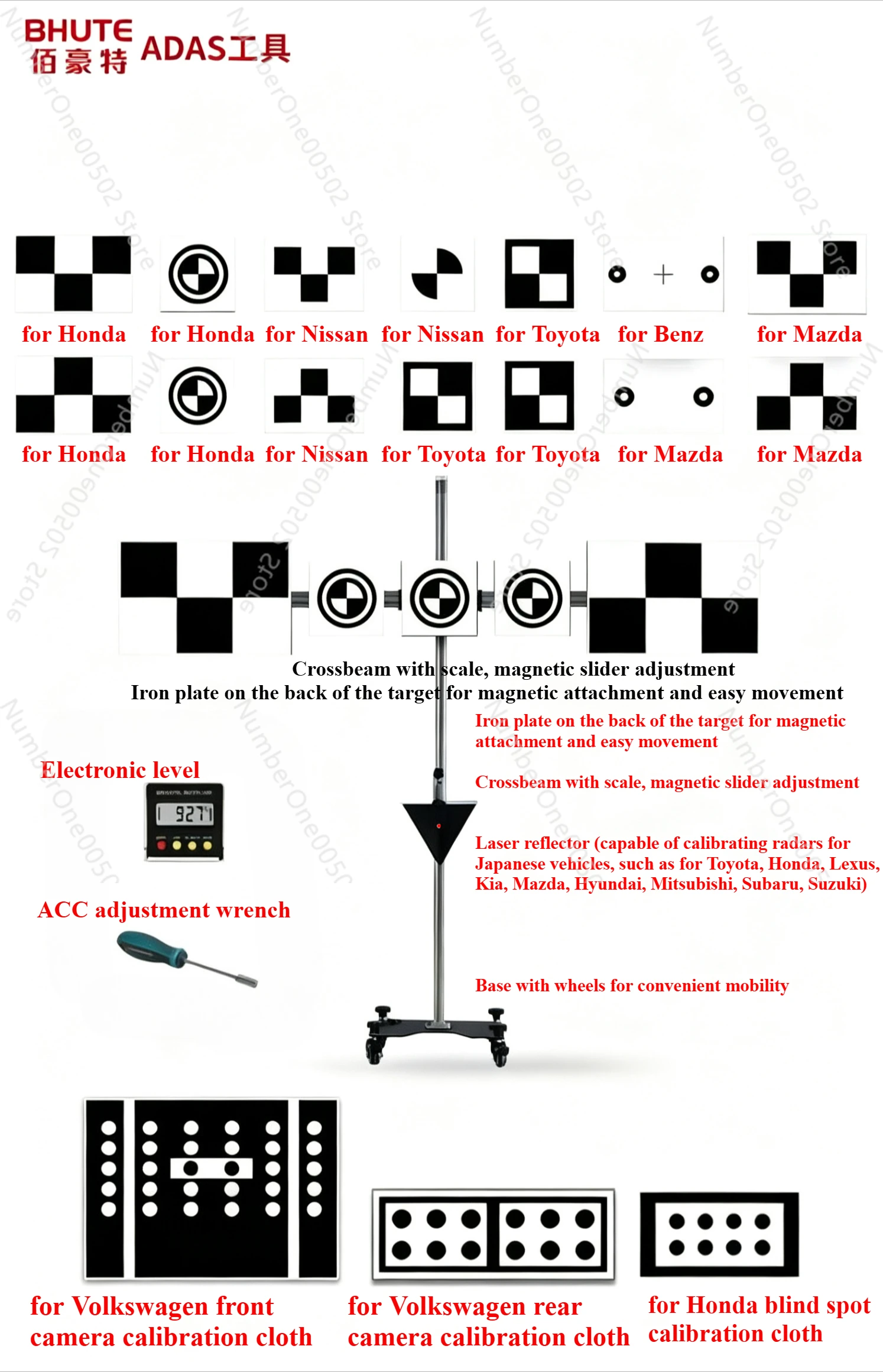 

Полный комплект для калибровки ADAS: радар ACC mmWave для японских автомобилей, передняя и задняя камеры для Toyota, Honda, VW, Porsche, для системы мониторинга слепых зон Honda
