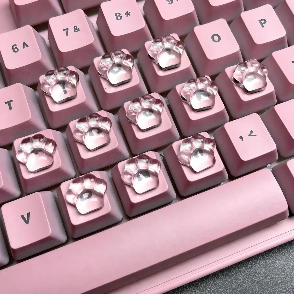 20Pcs New Transparent Nail Keyboard Stickers Round Cartoon Key Caps 3D Heart Typing Protective Cover For Long Nail