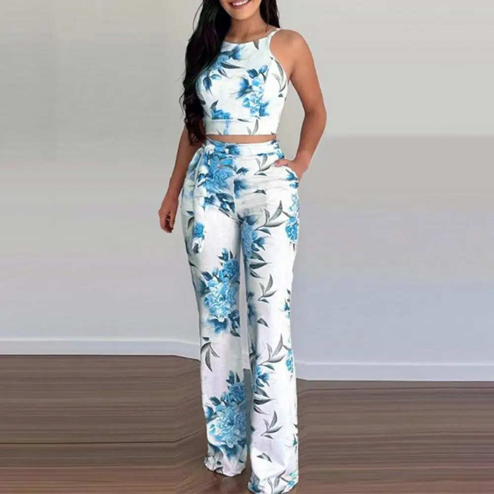 

1 Set Women Trouser Good Milk Silk Women Costume Wide-leg Pants Women Casual Two-Piece Set Birthday Gift