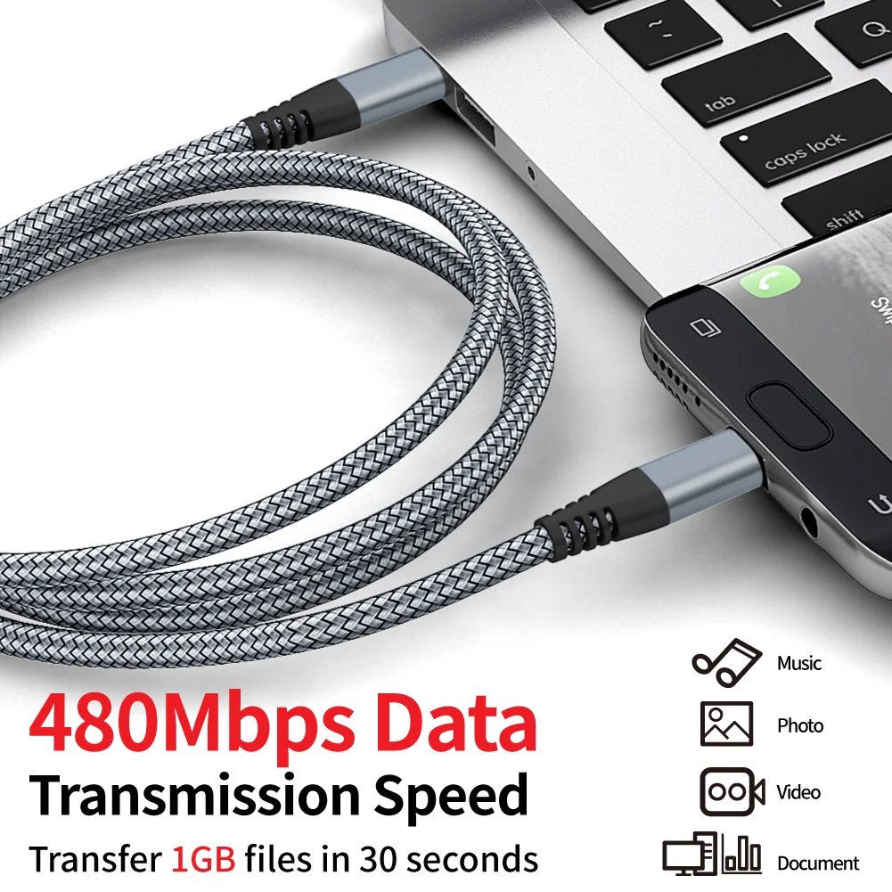 PD60W Type C To Type C Cable 3A Fast Charging Cable Charger Wire Cord For Macbook Samsung S20 Xiaomi Huawei USB C Data Cable 3M image 3