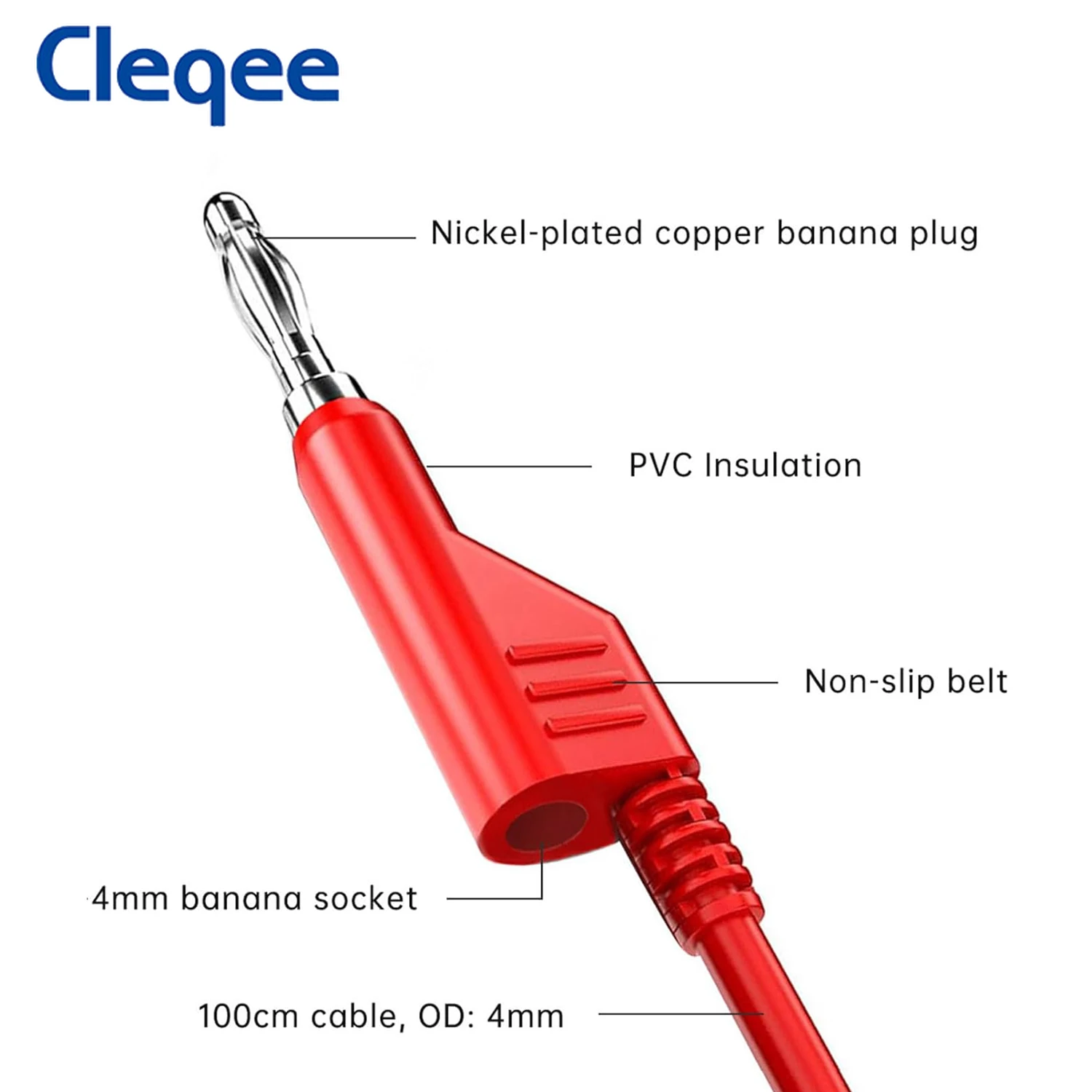 Cleqee P1036.2002 Series 15PCS Dual 4mm Banana Plug Multimeter Test Leads Kit with Insulation Alligator Clips Crocodile Clapm