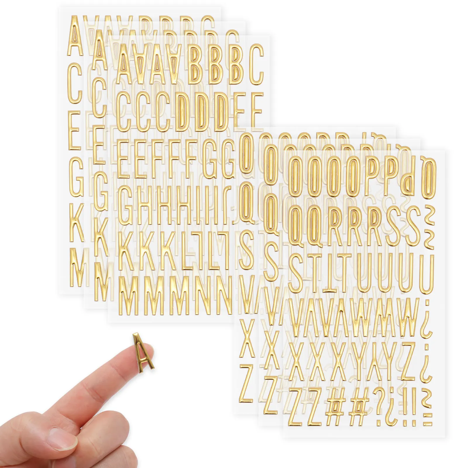 

6 Sheets 3D Gold Letter Sticker PVC Alphabet Sticker for Personalized Card Scrapbooking Self Adhesive for Cap Decoration
