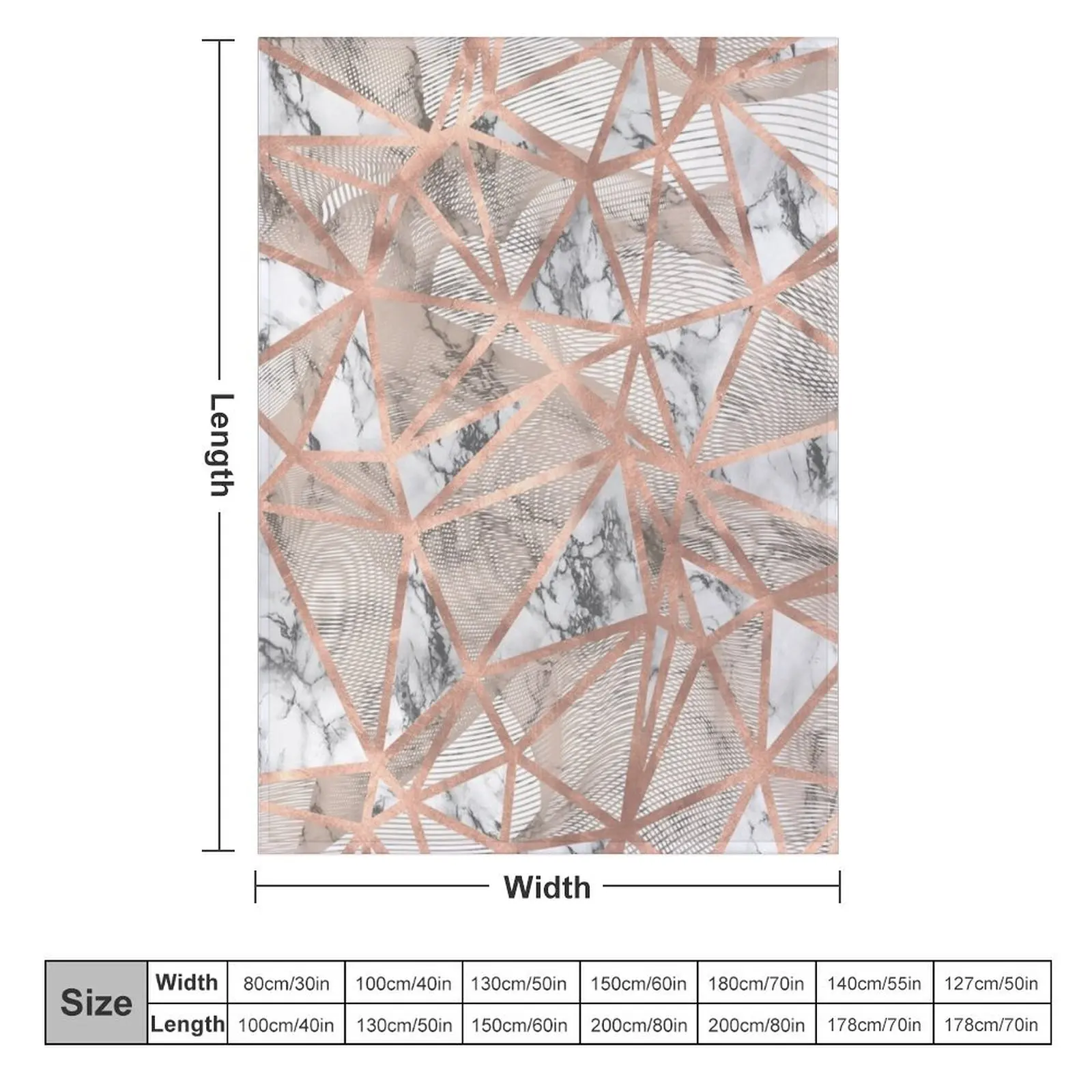 Fractured Marble Pieces Geometric Rose Gold Design Throw Blanket Flannel Luxury bed plaid Blankets