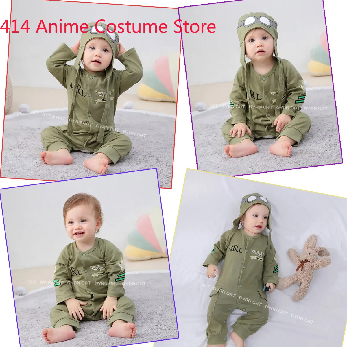 Pilot Aviator Costume Rompers for Baby Boys 3-6M 6-9M 9-12M Halloween Christmas Birthday Party Cosplay Fancy Dress