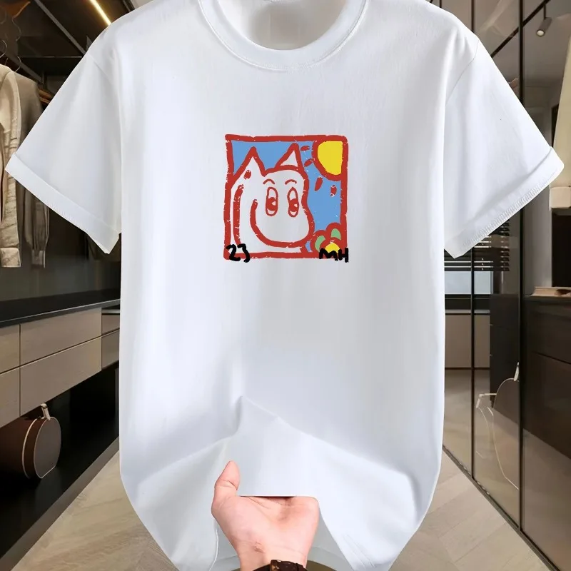 

Cotton Printed Short Sleeves Creative Oil Painting Mouse Design T-shirt Cotton Summer T-shirt Men's and Women's Fashion Trend