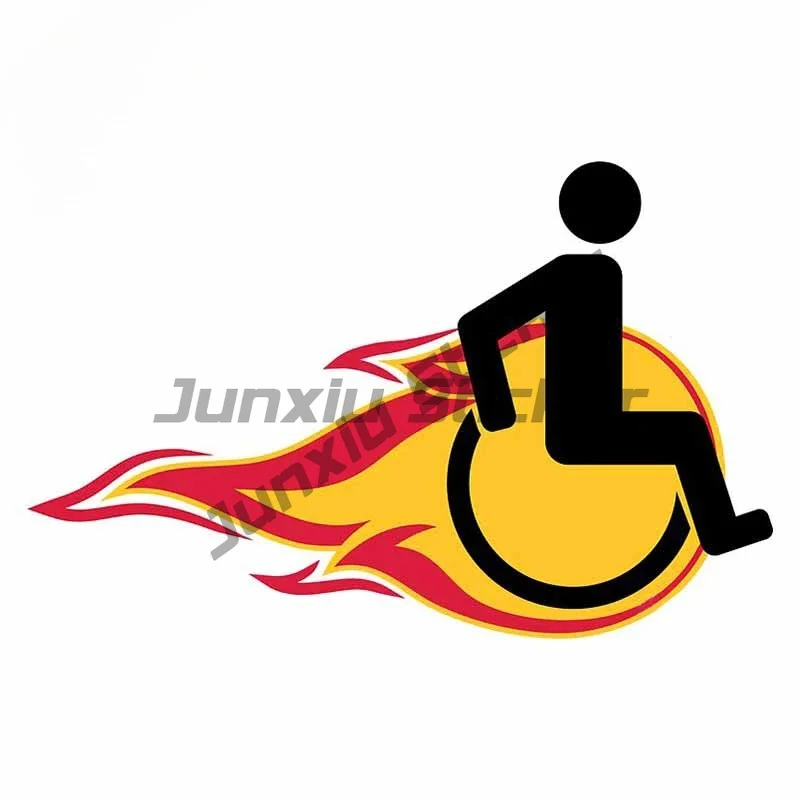 

For Wheelchair Fire Flames Car Stickers Cartoon Creative Silhouette Decal Bumper Surfboard Decoration