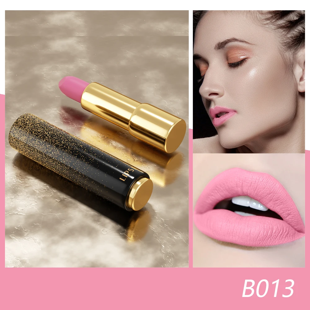 14 Colors Dropshipping Kiss Proof Lipstick Girl Sexy Gold Metallic Waterproof Matte Lipstick Long Lasting Aloe Magic Shade