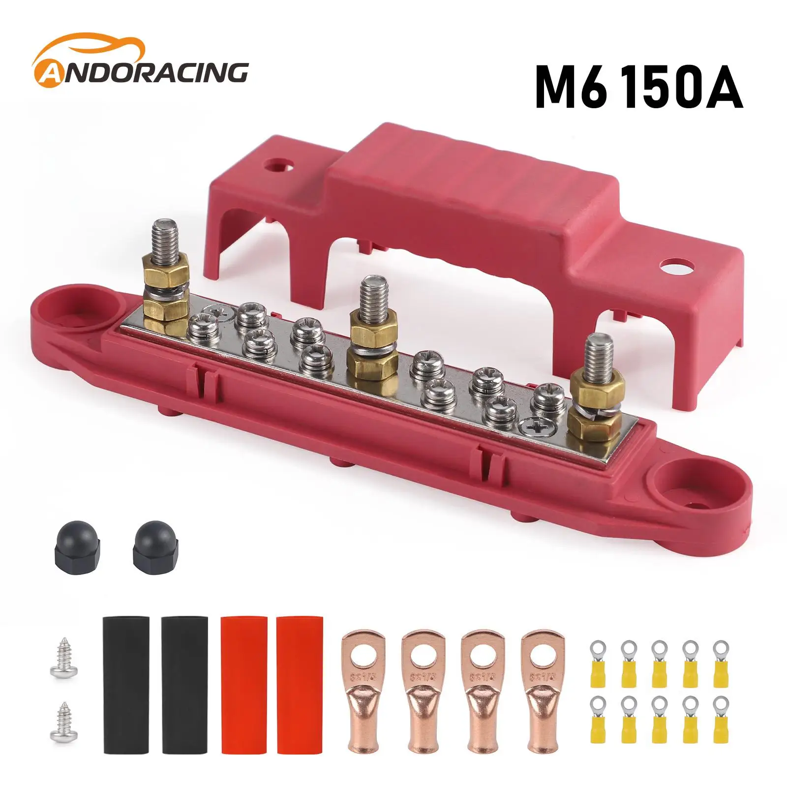 

Heavy Duty 150A 12V-48V Power Distribution Block 10 Terminal Screws Battery Bus Bar For Camper Car Boat Automotive Solar Wiring