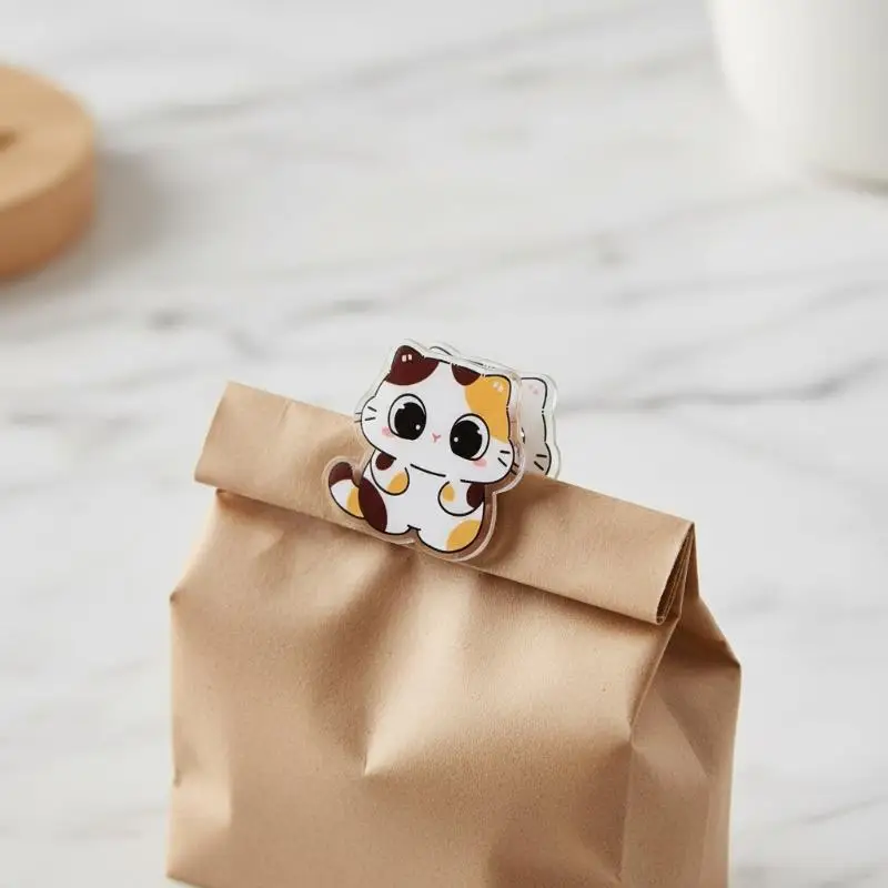 7Pcs Kawaii Cartoon Cat PP Clips Kitten Hand Account Clip Acrylic Stationery Note Clip Cute Creative BB Clips Student Gift