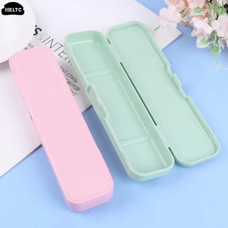 1*Travel Outdoor Reusable Practical Transparent Cover Wheat Straw Slot Design Cutlery School Tableware Box Set With Storage Bag