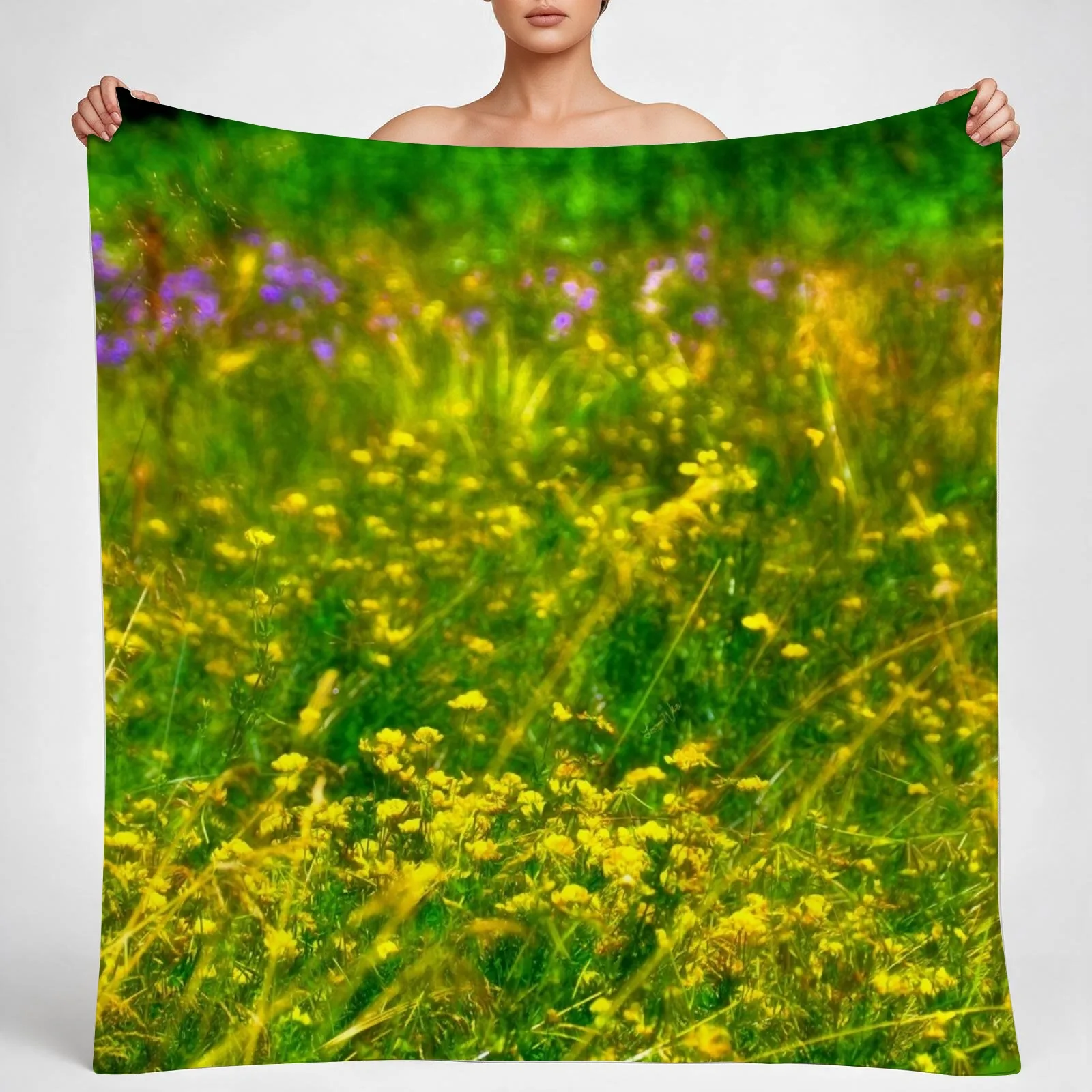 Meadow Afternoon, Photographic Impression Native Plants Throw Blanket couch cozy soft plush fuzzy picnic outdoor blanket