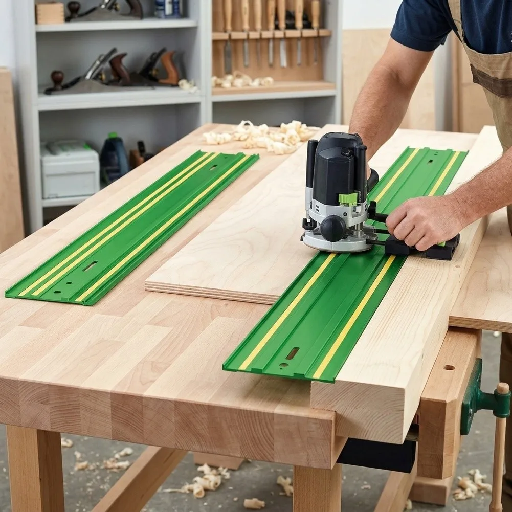 400mm Aluminum Track Saw Guide for rail Green Metal Cutting Groove For Circular Saw Router Power Tool Workshop Accessories