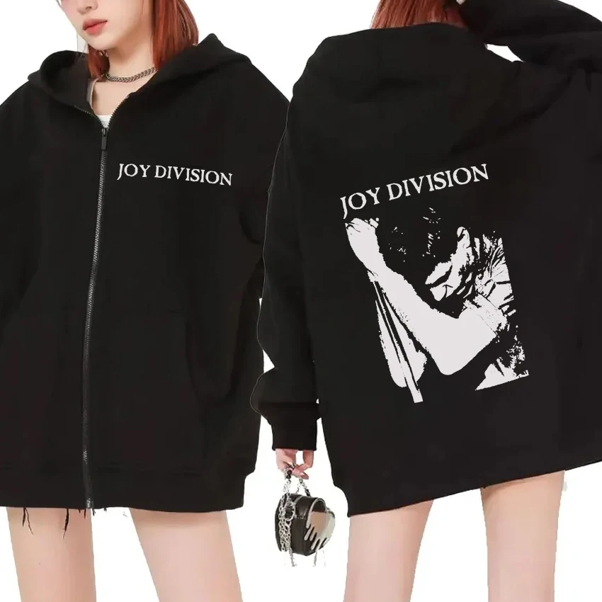 

Rock band Joy Division Double Sided print Zipper streetwear Men women harajuku vintage Coat Unisex Fleece Casual Winter Hoodie