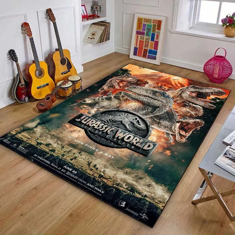 

3D Cartoon J-Jurassic-Park Dinosaur Printed Carpet Home Living Room Bedroom Decoration Bathroom Store Anti slip Carpet Gift