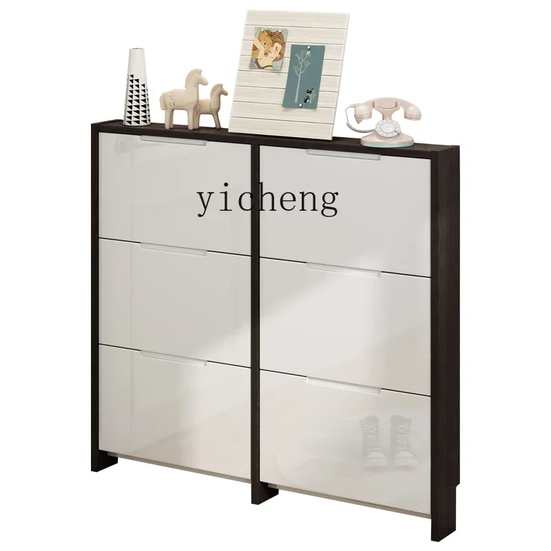 XL Tilting Shoe Cabinet 17cm Ultra-Thin Shoe Cabinet Home Doorway Large Capacity Entrance Shoe Cabinet