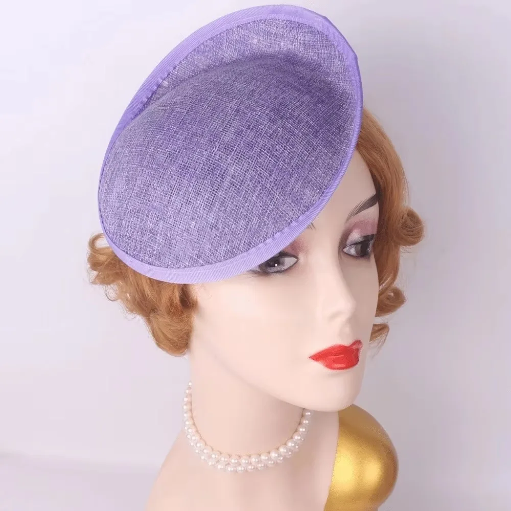 Solid Color Linen Yarn Fascinator Hat Base Wide Brim Headpiece Vintage Fascinator Hat 1920s Hair Accessories 20cm