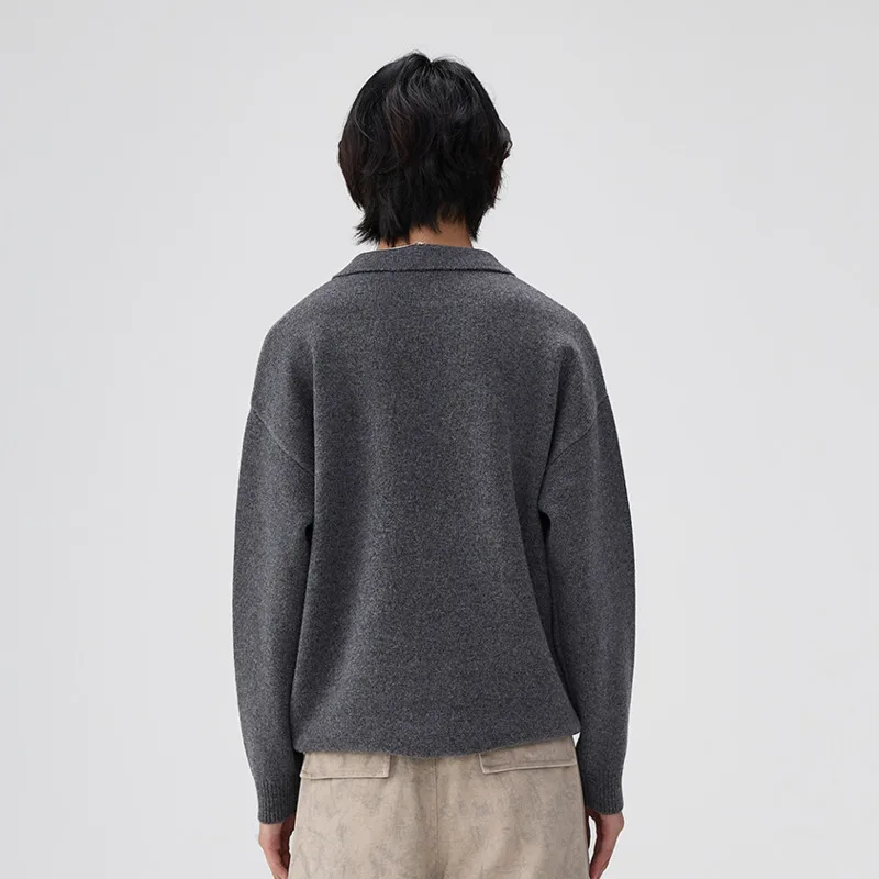 HKSH Sweater Rajut Wol Dua Lapis Model Blok Warna Gaya Amerika untuk Pria dan Wanita, Sweater Musim Dingin Mewah dan Hangat, Model Chic Ins HK13053