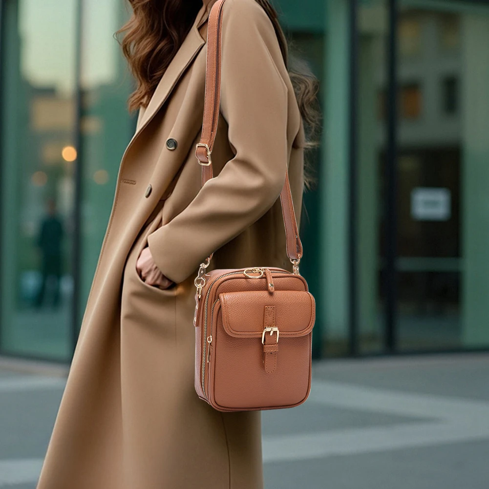 

Crossbody Leather Bag Vintage Anti-Theft Shoulder Bag Messengers Bag for Women Men