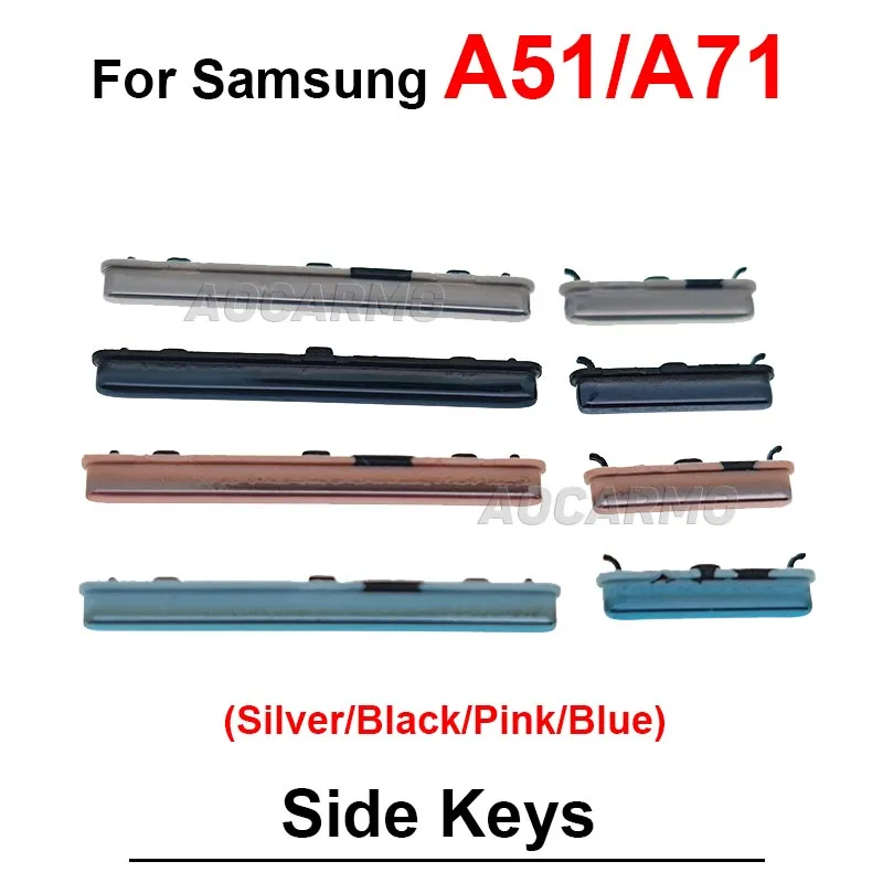 For Samsung Galaxy A51 A71 Note 10 S8 S8+ S9+ S9 Plus Power On OFF Volume Buttons Side Keys Replacement Part Silver Pink Black