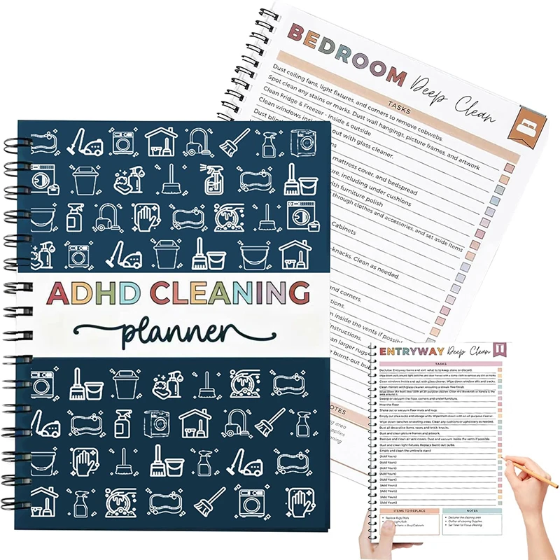 

Reusable Household Organizer ADHD Cleaning Planner For Adults And Teens - Daily, Weekly & Monthly Cleaning Schedule & Checklist,