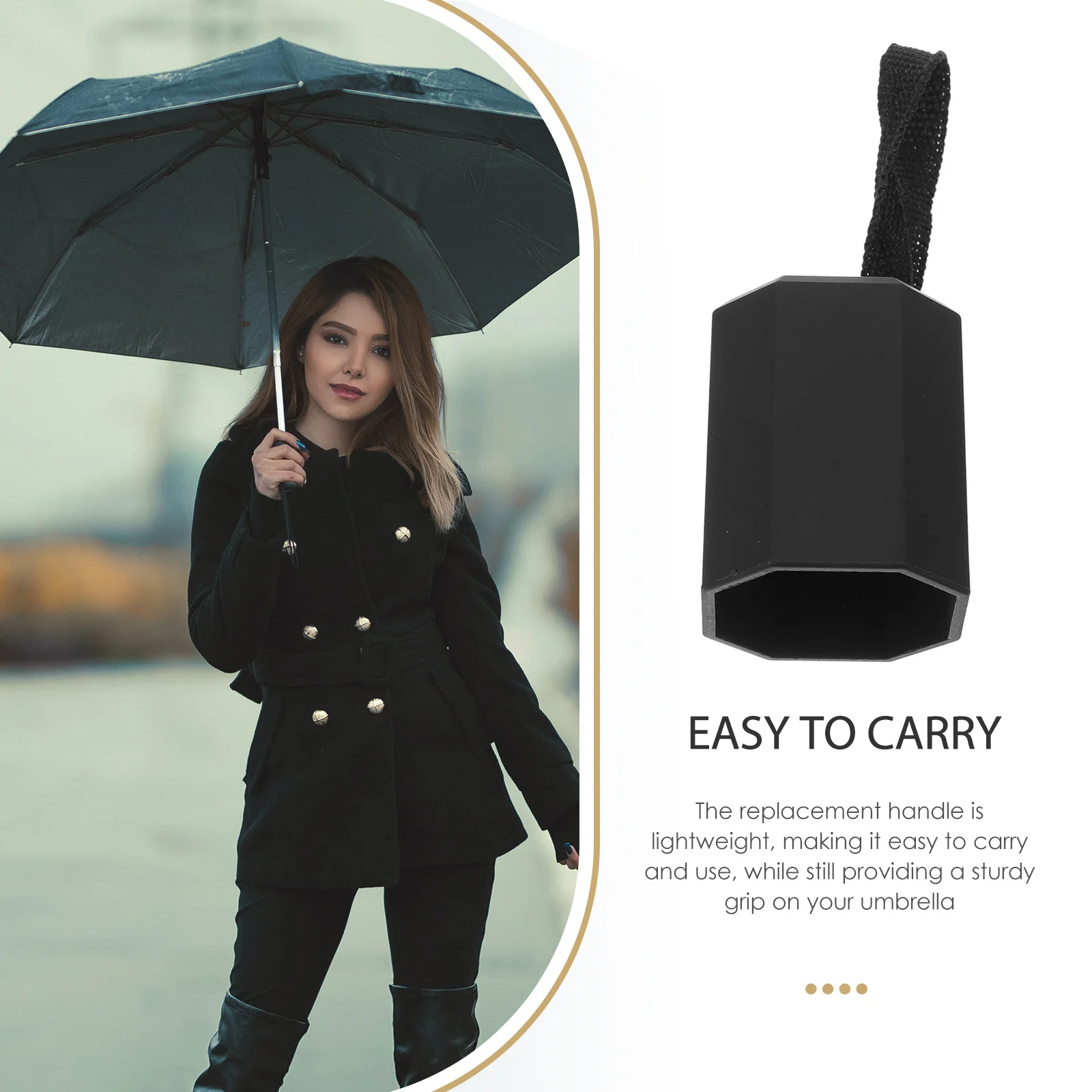 

Rain Umbrella H Accessories 5 16mm Straight Grip Replacement for Folding UV Daily Use Anti Slip Black Plastic
