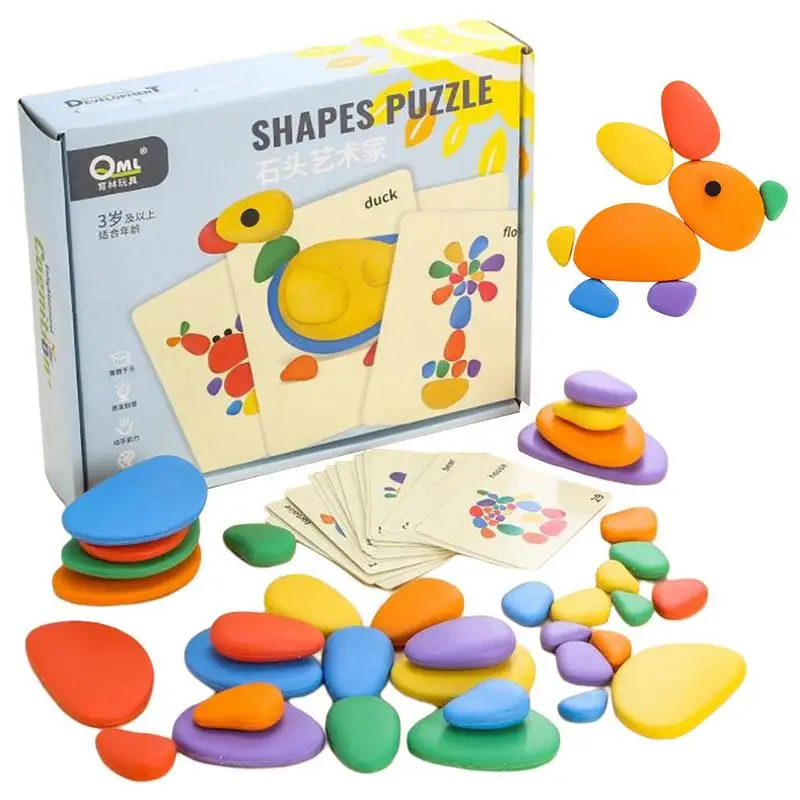 Open Ended Toys Children Stacked Stone Puzzle Toy In-Home Learning Toy Balance Stones Game Montessori Early Educational Puzzles