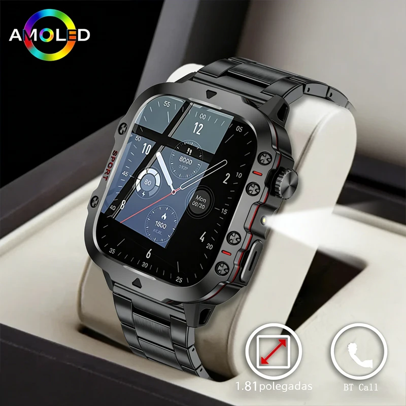 

New Rugged Smart Watch Men Outdoor Sports Watches 1.81" Screen BT Call Smartwatch AI voice Smartwatch Men For Father's Day Gift