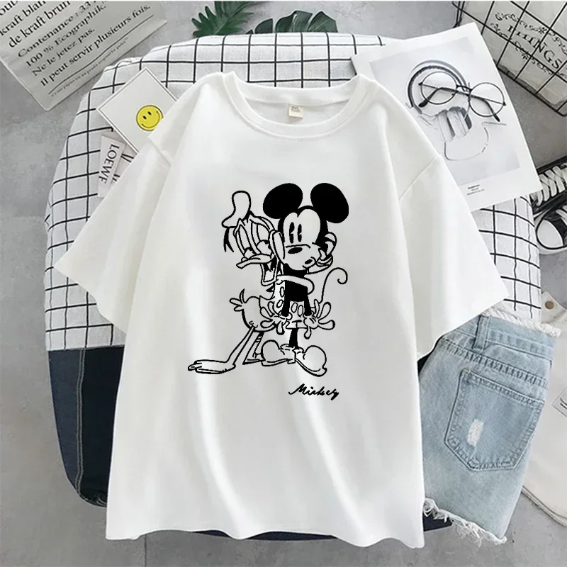 Summer Y2k Kawaii T-shirt Clothes Women Anime Graphic Tee T Shirts Korean Fashion Mickey Mouse Cute Shirt Gothic Clothes